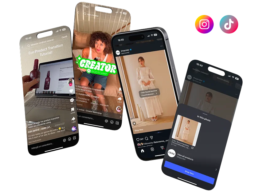 Social Commerce Mobile UGC Examples – Instagram & TikTok (MD:RO).webp